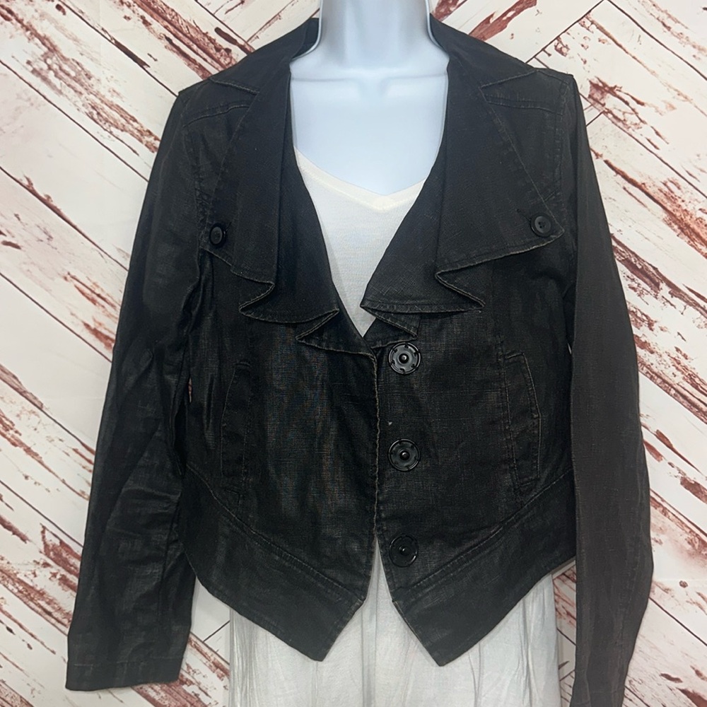Cabi block coated linen jacket